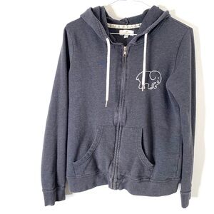 ivory ella Grey Silver Embroidered Elephant Hoodie Cozy Stylish Everyday Wear